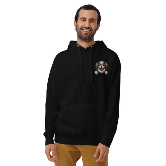 Japanese Chin Dog Embroidery Premium Unisex Hoodie