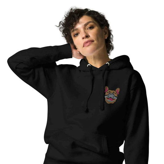 French Bulldog Dog Embroidery Premium Unisex Hoodie