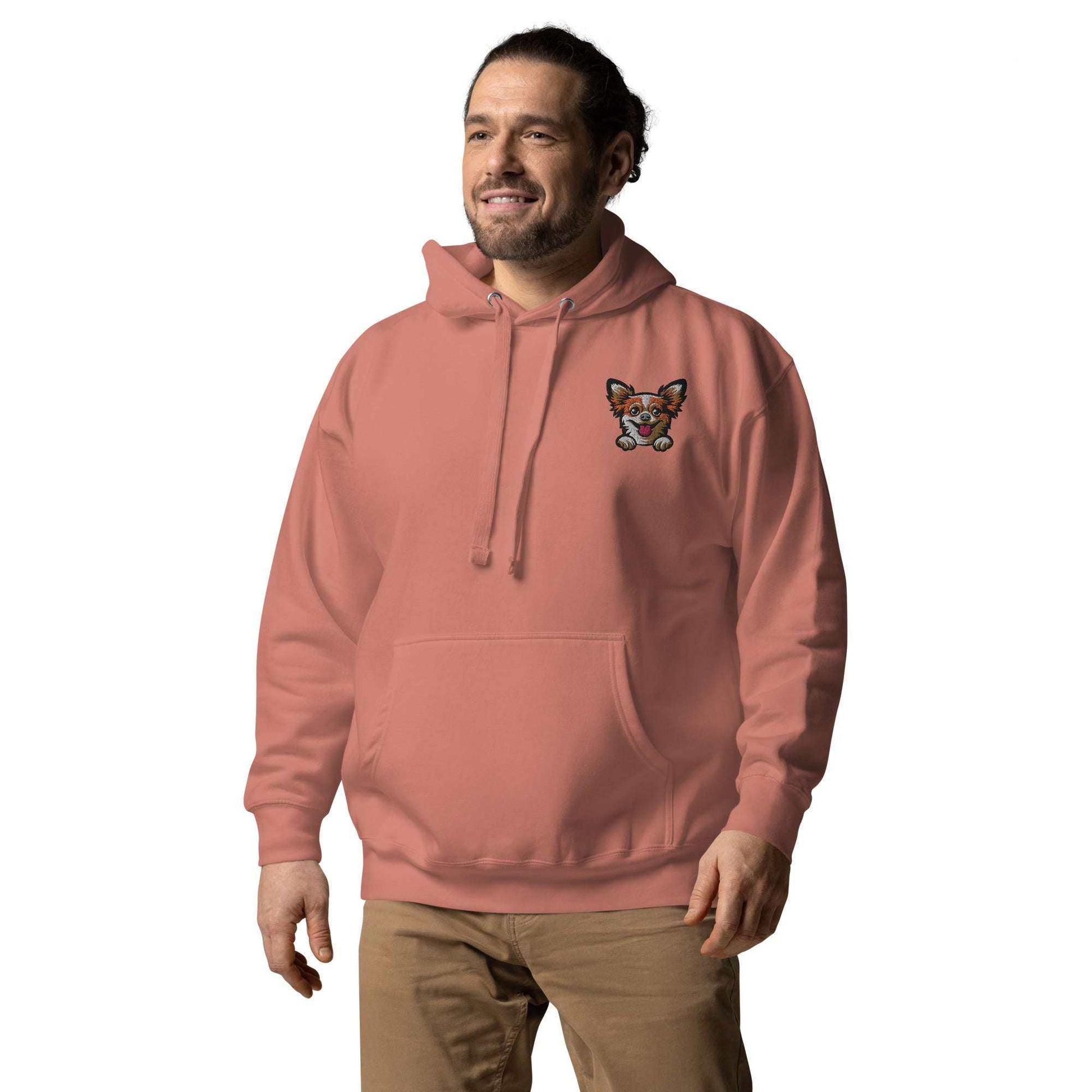 Long Hair Chihuahua Hoodie Pink
