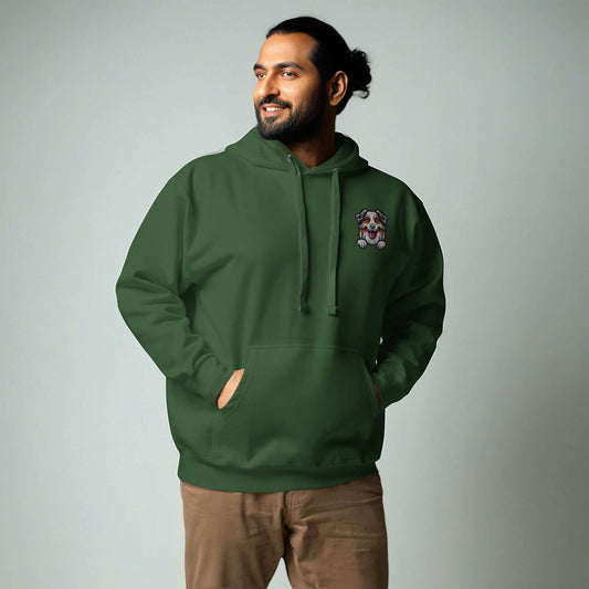Australian Shepherd Dog Embroidery Premium Unisex Hoodie