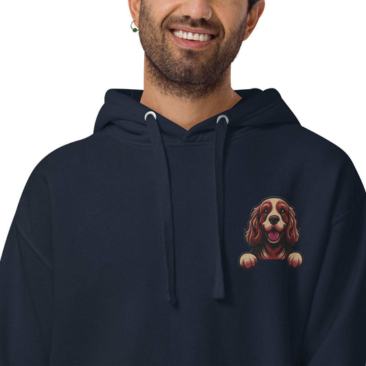 Cocker Spaniel Dog Embroidery Premium Unisex Hoodie