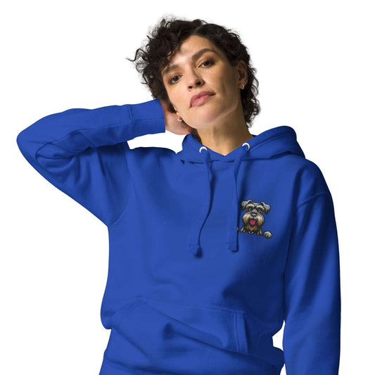 Sweat à capuche unisexe premium avec broderie chien Schnauzer