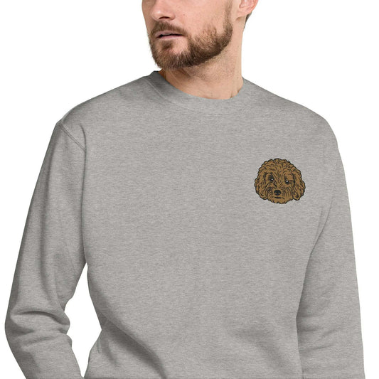 Poodle Dog Embroidery Premium Unisex Sweatshirt