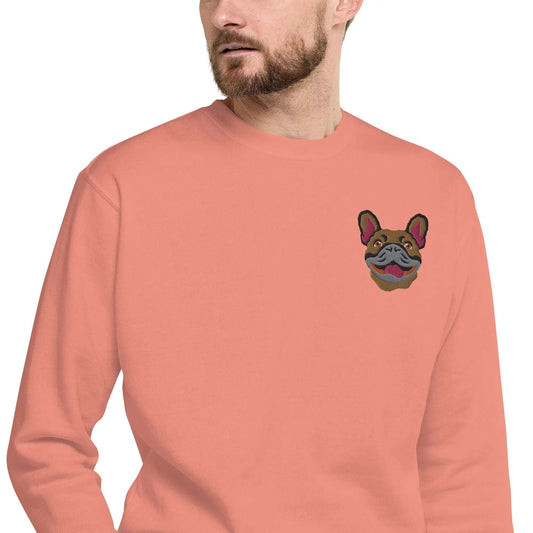 French Bulldog Dog Embroidery Premium Unisex Sweatshirt