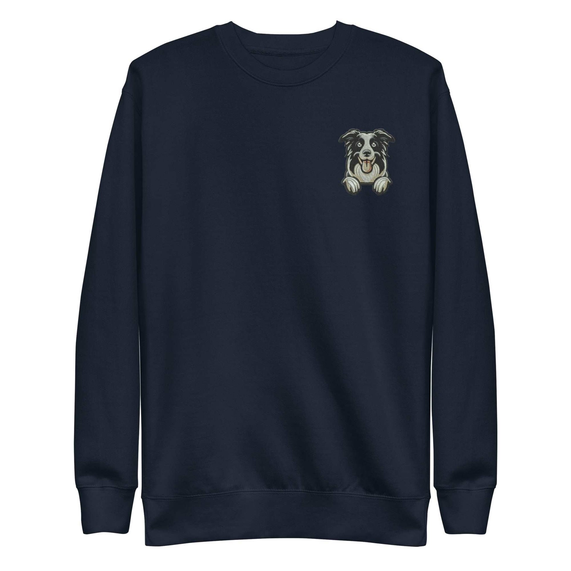 Border Collie Dog Embroidery Premium Unisex Sweatshirt - Black