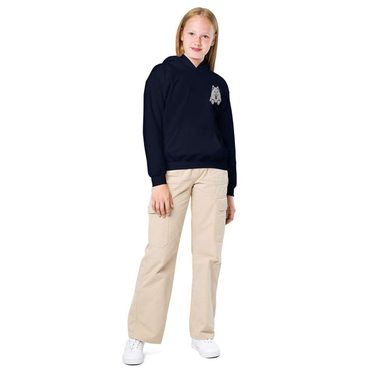 Samoyed or Pomeranian Dog Embroidery Premium Youth Unisex Hoodie