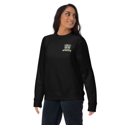 Bulldog Dog Embroidery Premium Unisex Sweatshirt