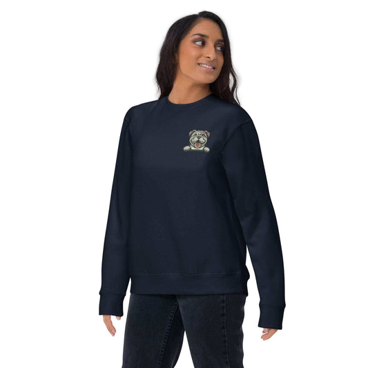 Bulldog Dog Embroidery Premium Unisex Sweatshirt